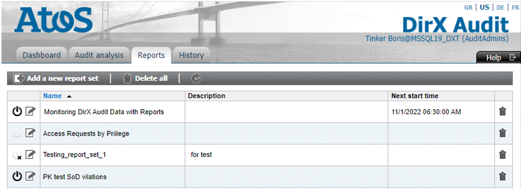 Reports View - Main Page