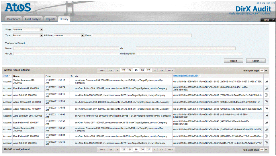 History View - Main Page