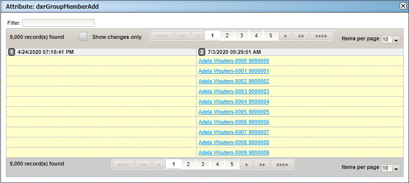 History View - Multivalue Attributes Details