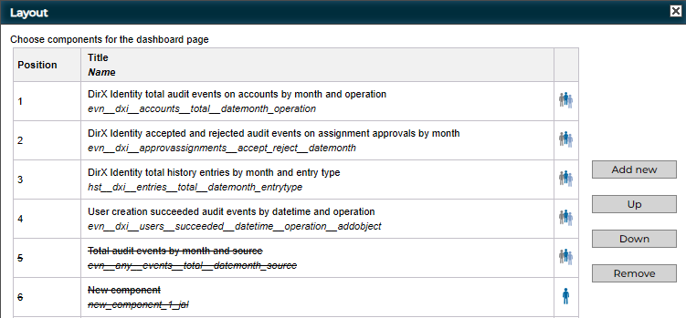 Layout Dialog - Selected Components