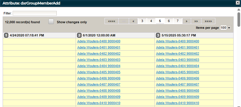 History View - Multivalue Attributes Details