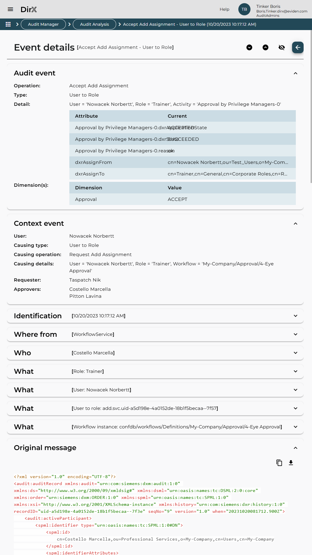 Audit Analysis – Event details