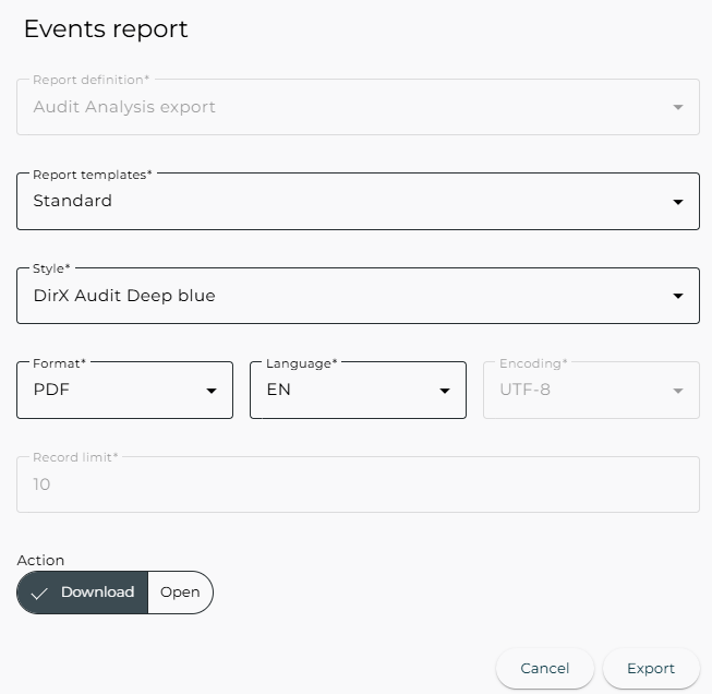 Audit Analysis – Events report