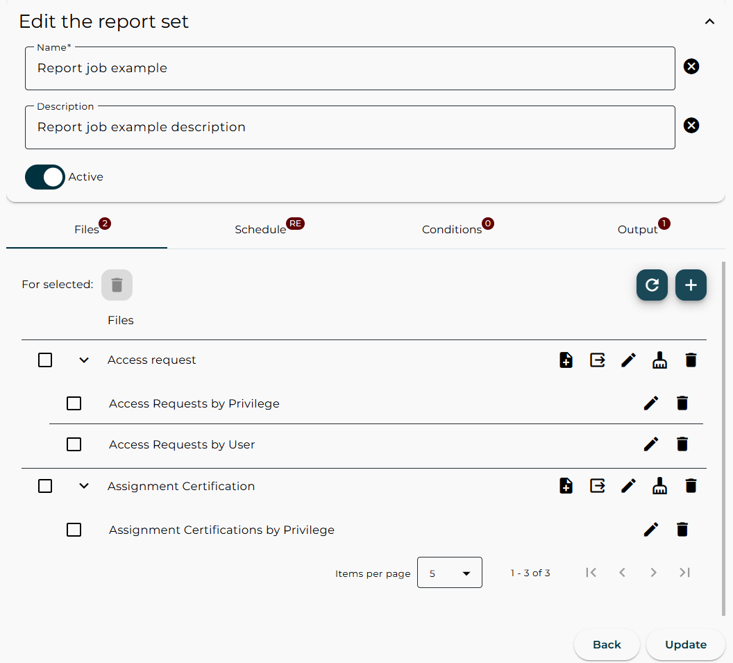 Reports – Edit the report set