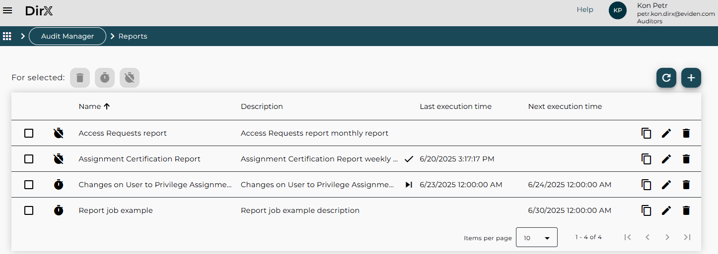 Reports – Main Page