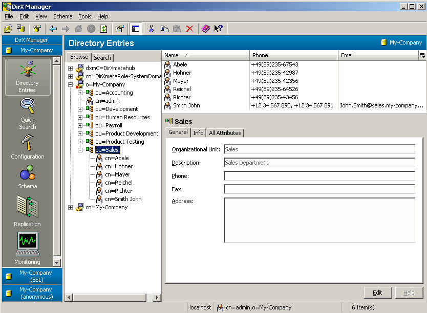 DirX Directory Manager View Group