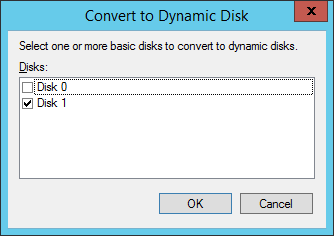 Upgrade to Dynamic Disk Dialog