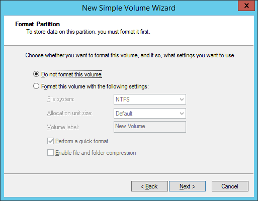 Format Volume Dialog