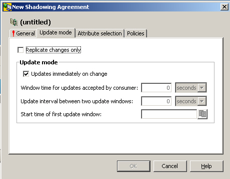 Specify the update mode according the rules described below. Press the OK button in the bottom line to save the values