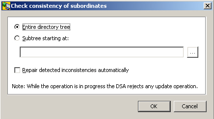 In the check consistency of subordintaes dialog box