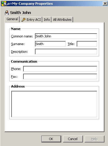 The title of the dialog box displays the parent