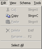 The Edit menu here provides the operations Cut