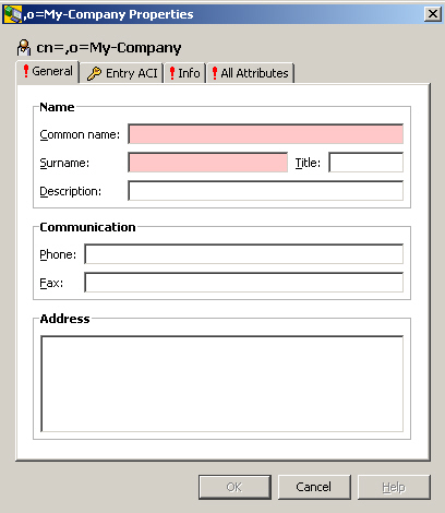 The title of the dialog box displays the parent