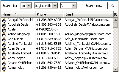 The border pane displays a search pane with fields for specifying an attribute value assertion. You can enter the attribute