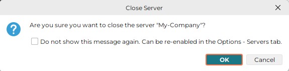 close server dialog