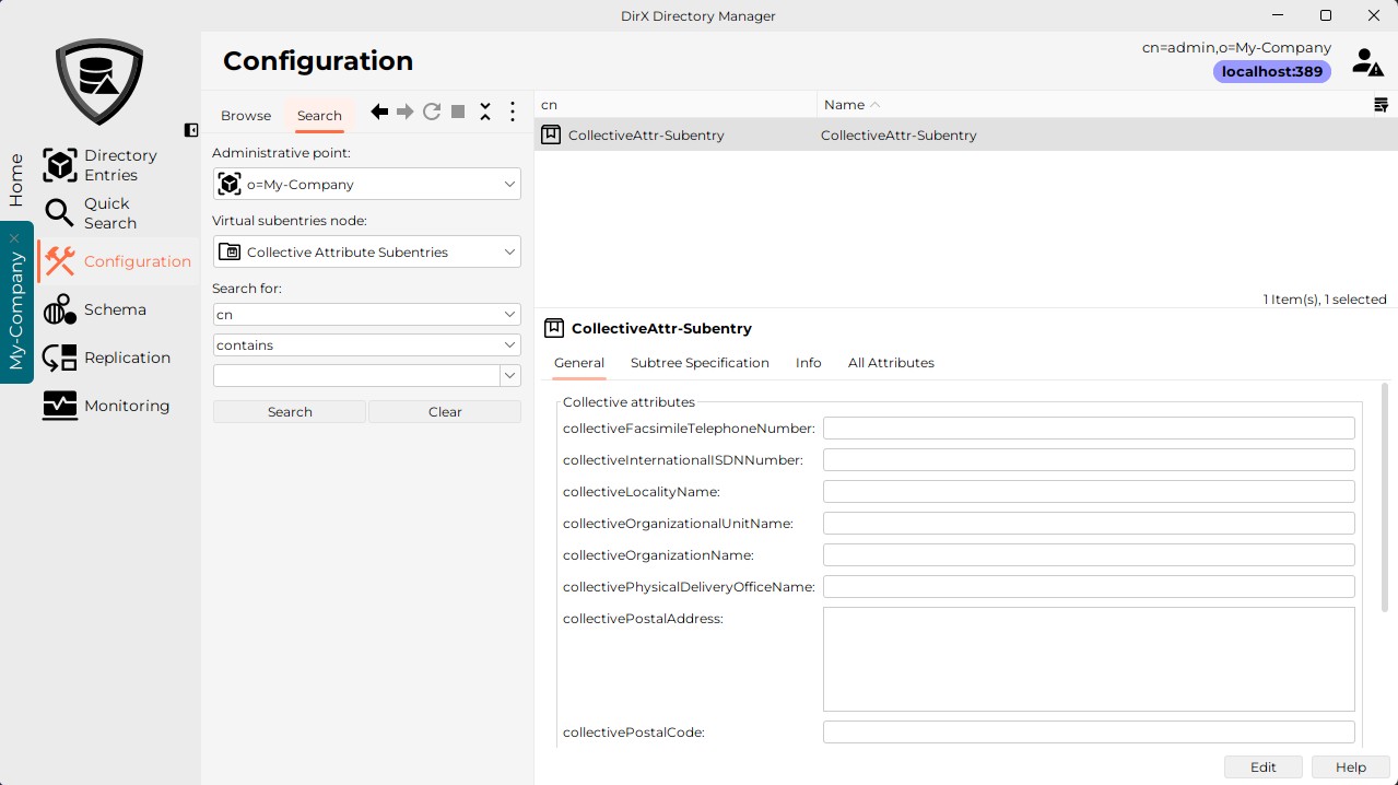 Searching for subentries in the configuration tree.