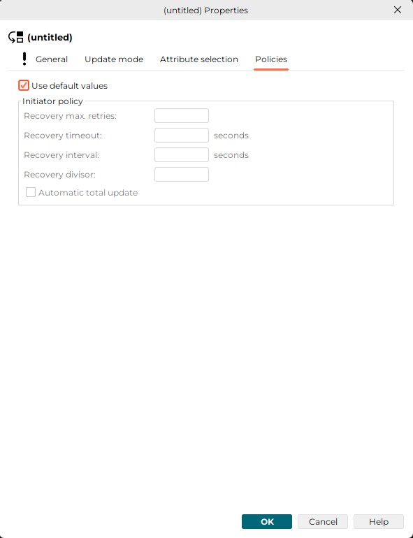 Specify the policies in case of errors. Check the Use default values check-box to use default values or specify your own Initiator policy settings according the rules described below. Press the OK button in the bottom line to save the values