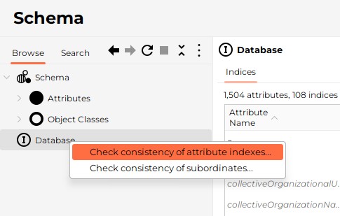 In the schema view of the database node