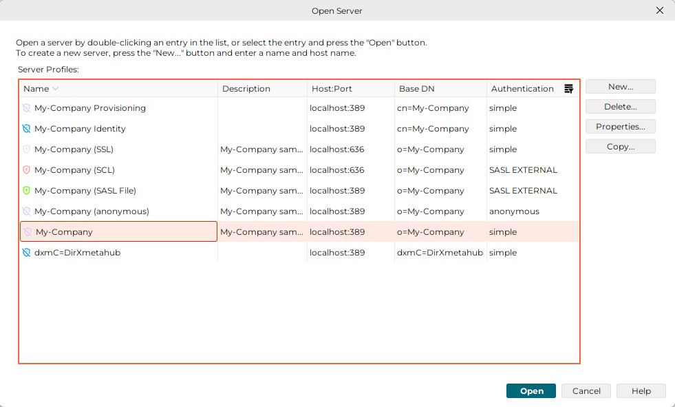 dialog open server