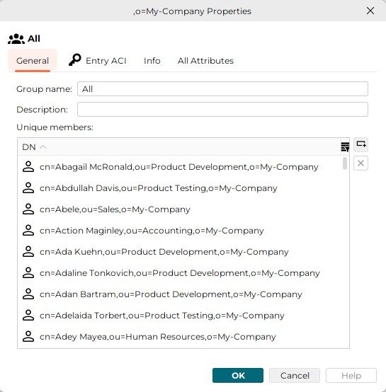 dialog properties groupofuniquenames tab general