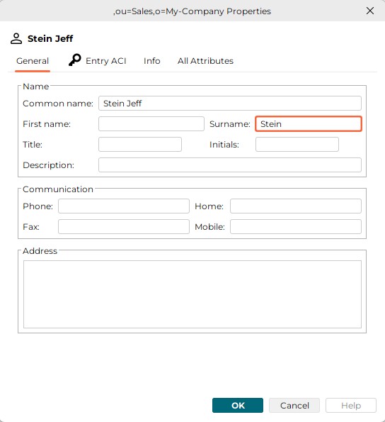 dialog properties inetorgperson tab general