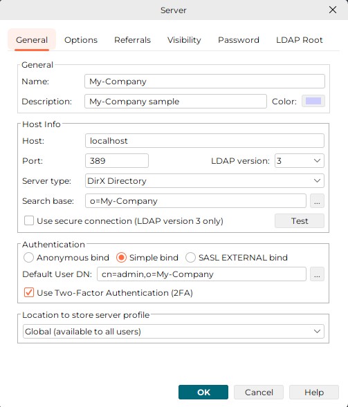 dialog server tab general