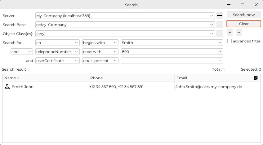 dialog search simple