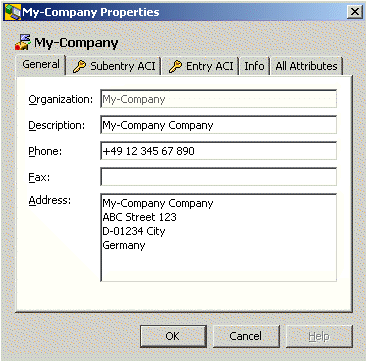 Provides the input fields Organization