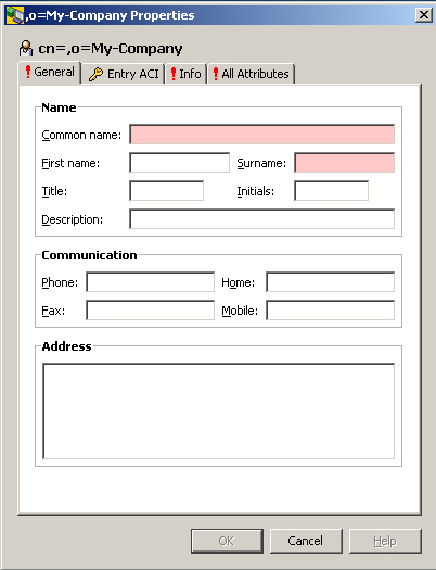 The title of the dialog box displays the parent
