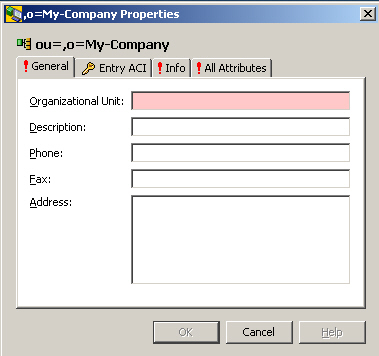 The title of the dialog box displays the parent