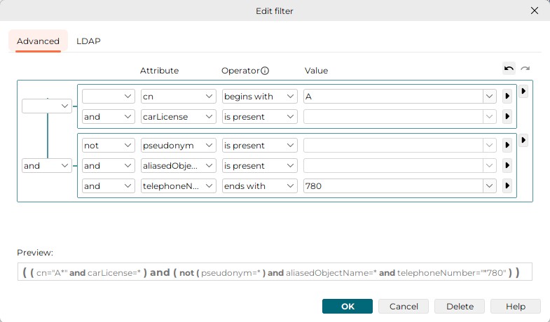 ldap dialog edit advanced