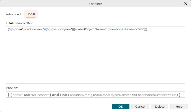 ldap dialog edit raw
