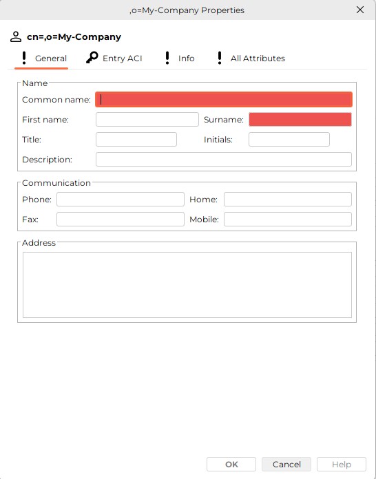 The title of the dialog box displays the parent