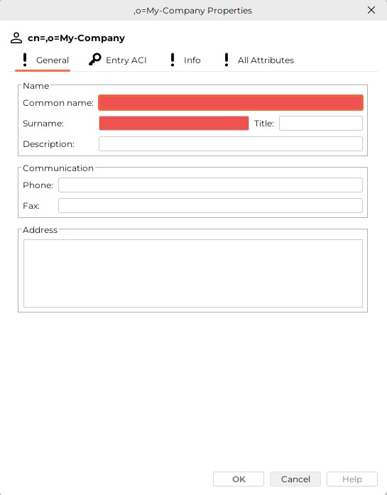 The title of the dialog box displays the parent