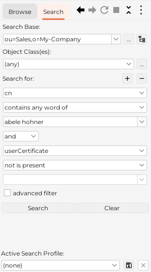 search pane in tabbed pane