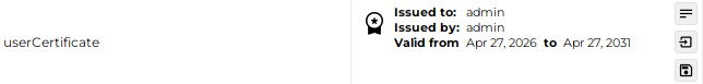 Displays an icon followed by the Issued to
