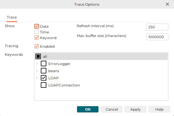trace options