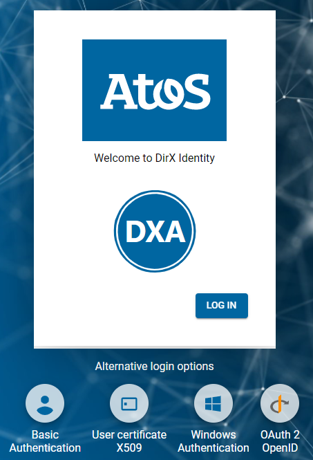 Business User Interface Authentication Page – DirX Access PEP
