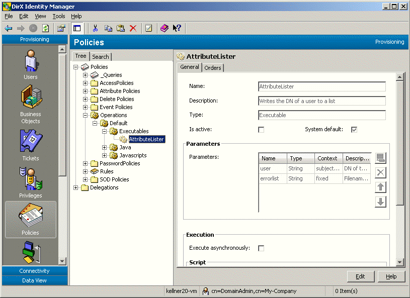 Viewing the Operations Structure with DirX Identity Manager (Provisioning)