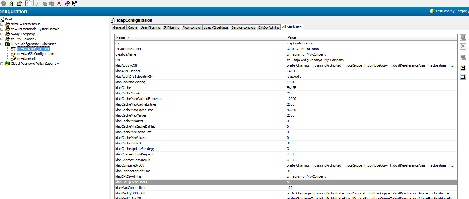 LDAP Server Configuration Subentry and the ldapExtOpReadUsers Attribute