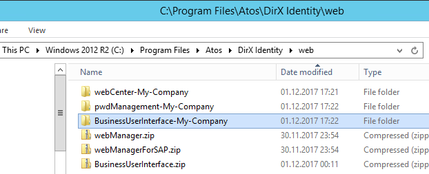 Business User Interface – Example Deployment
