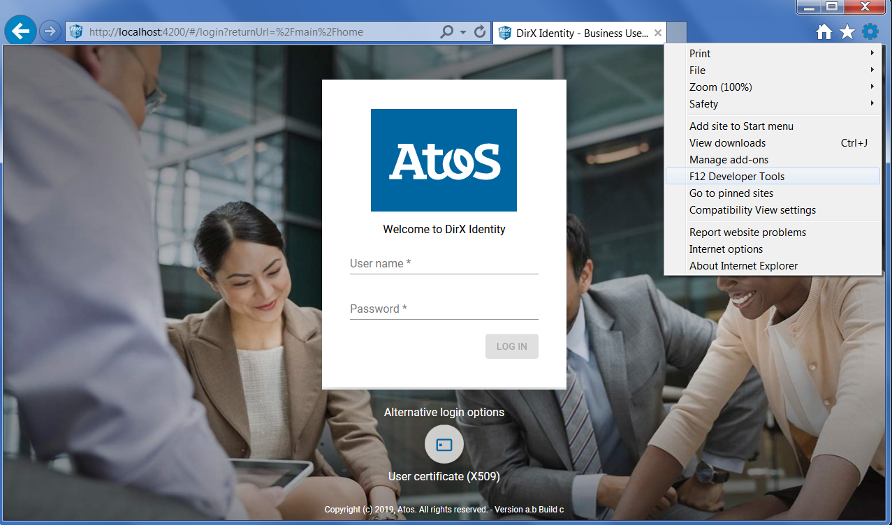 Internet Explorer Developer Tools Menu