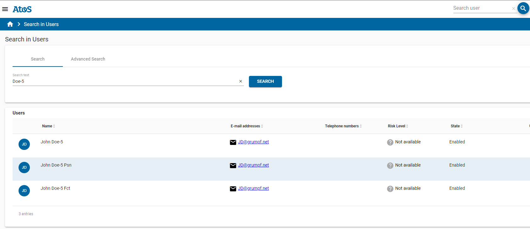 Search in Users Results Page