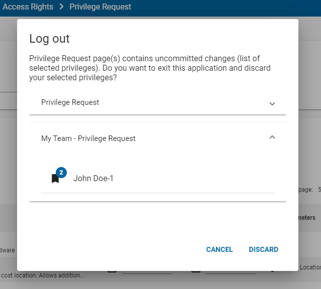 Log Out Selected Privilege Confirmation Dialog