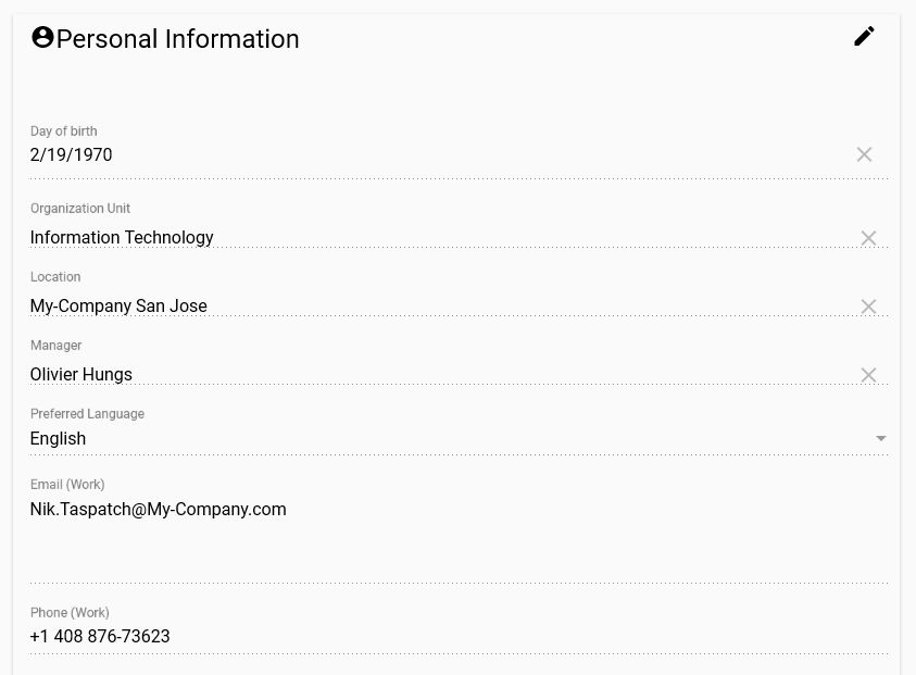 Edit Personal Information