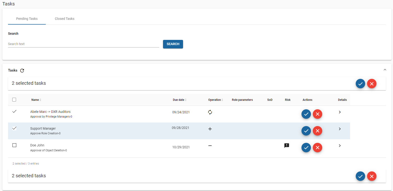 My Tasks – Bulk Requests