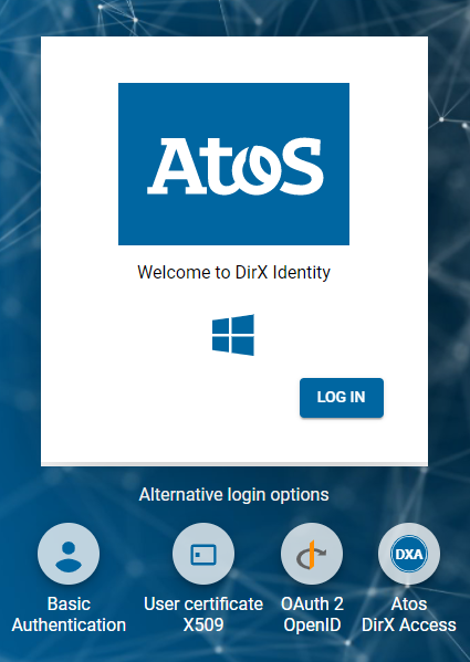 Business User Interface Authentication Page - Windows Authentication