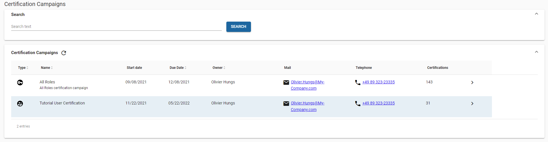 My Certification Campaigns