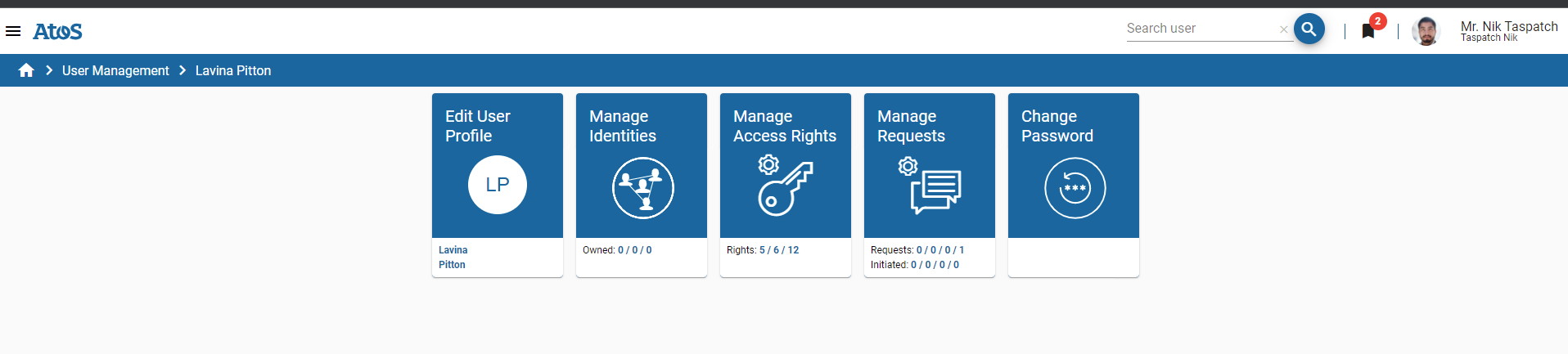 User Management – User Home Page