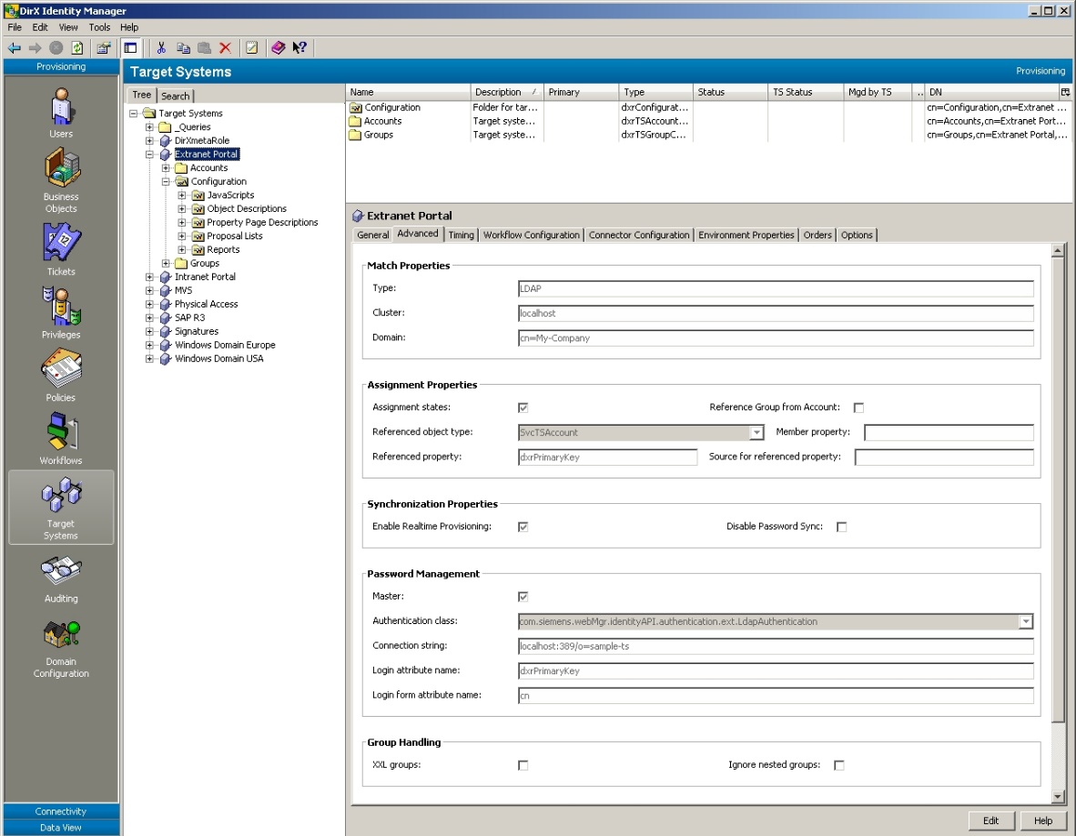 Customizing a Target System with DirX Identity Manager